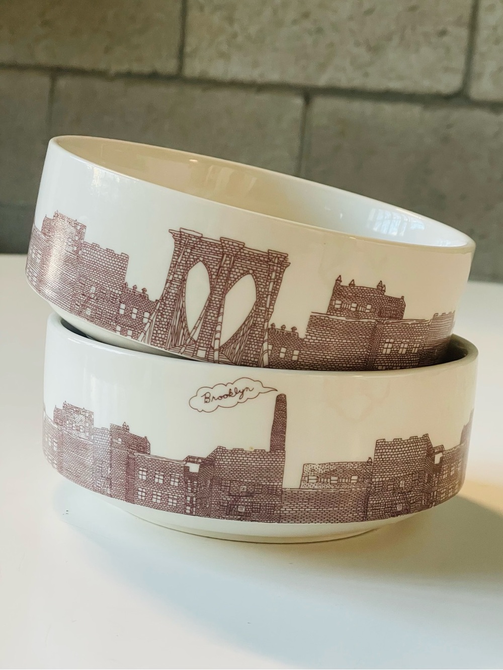 Set of Two Fishs Eddy Brooklyn Cereal Bowls, Discontinued Item